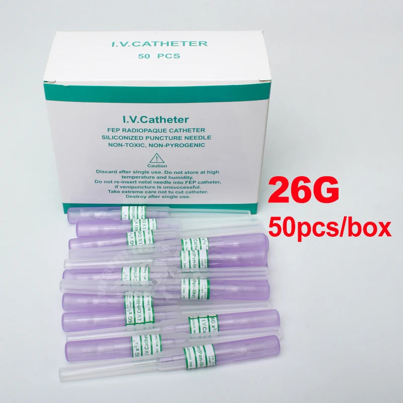 50pcs IV Cannula Pen Type Intravenous Injection Catheter 20G 22G 24G 26G Veterinary Suppliers
