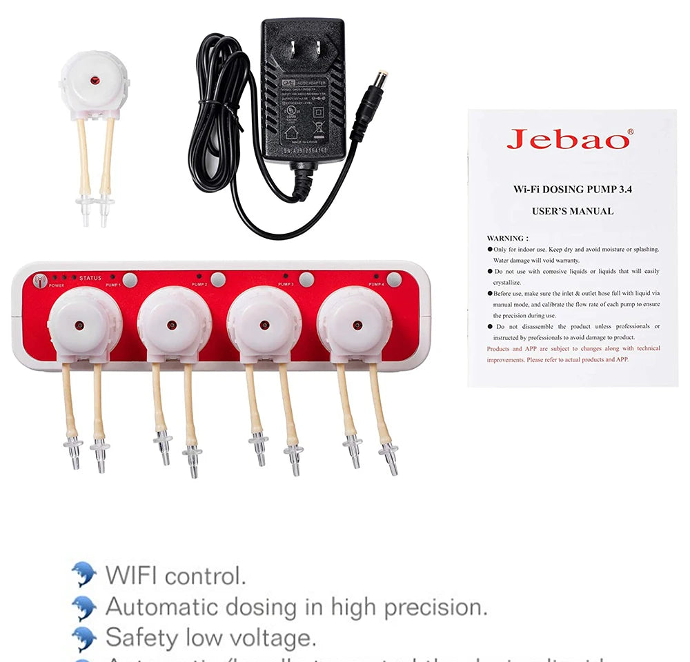 Jebao Water Pump Filter Auto Dosing Pump Automatic Marine Reef Doser 3.1 3.4 MD4.4 WIFI Control 12V 3W 9W  Aquariums Accessoires