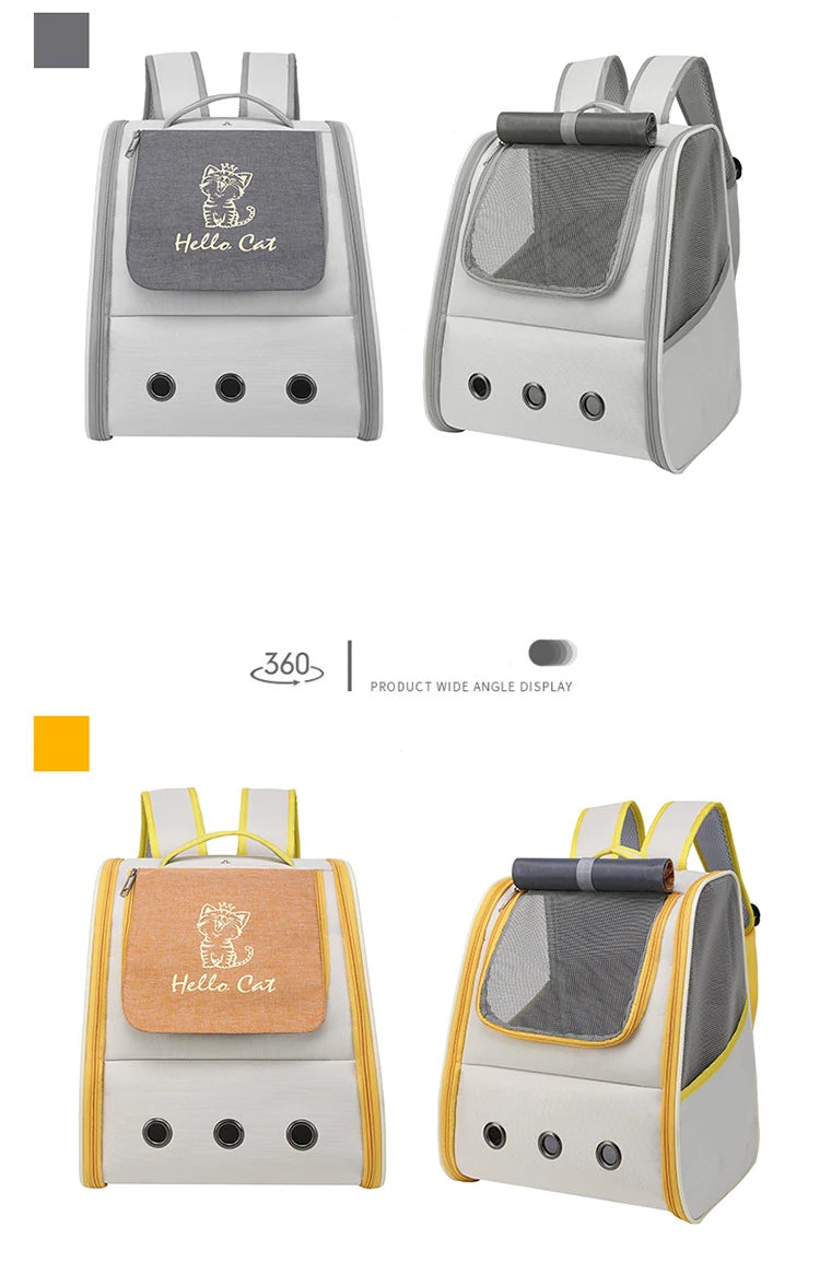 Pet Cat Carrier Backpack Breathable Portable Travel backpack for cat and dog With Anti Breakaway Belt Three-door design AA074 - Play Paws Toys