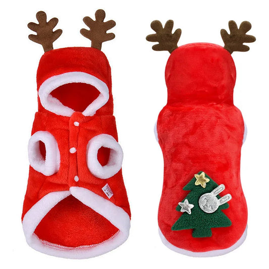 1pc Cat Christmas Clothes Winter Warm Pet Clothes for Small Medium Dogs Elk Santa Claus Dog Cats Coat Christmas Dogs Costume - Play Paws Toys