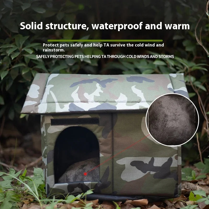 All Seasons Outdoor Rainproof Stray Cat Nest, Winter-Warm Closed House, Cold-Proof Cat House - Play Paws Toys