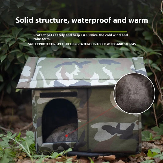 All Seasons Outdoor Rainproof Stray Cat Nest, Winter-Warm Closed House, Cold-Proof Cat House - Play Paws Toys