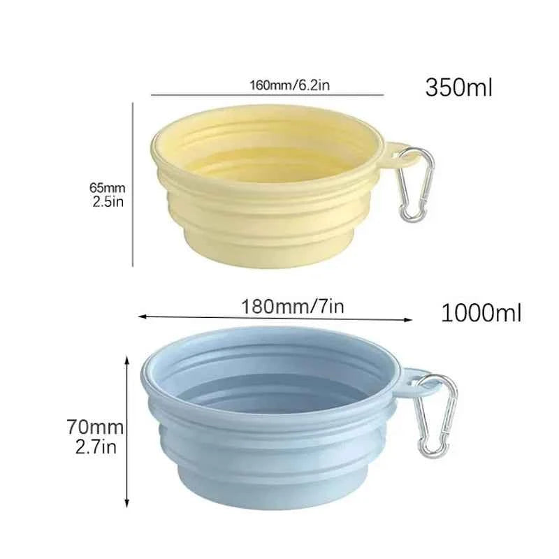 350ml/1000ml Collapsible Dog Bowl Outdoor Travel Pet Drinking Bowl for Dog Cats Folding Silicone Bowl Puppy Food Container