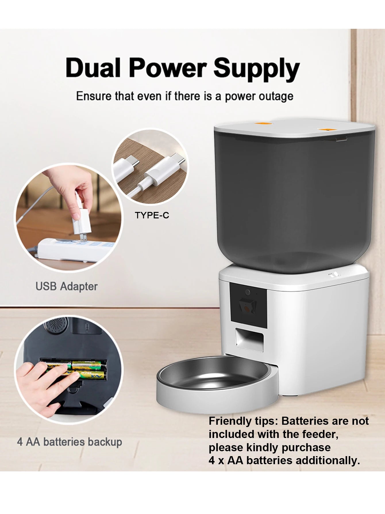 Furpipi 8L Smart Automatic Cat Feeders with 1080P HD Camera 5G WiFi Pet Feeder Tuya APP Control Smart Dog Cat Kibble Dispenser