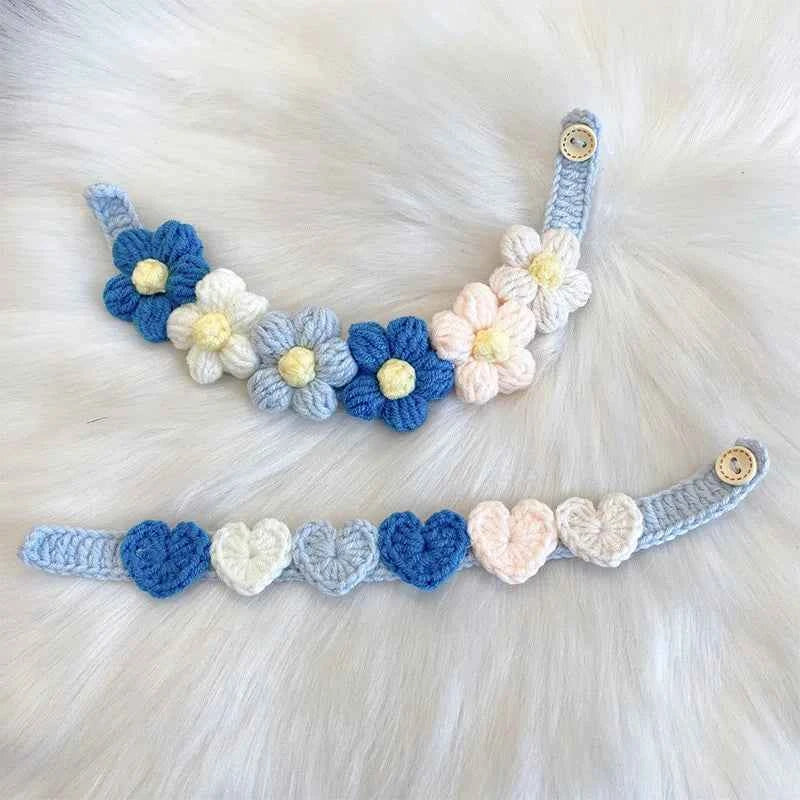 Pet Handmade Woven Collar Love Flower Collar Necklace for Cat Dog Cute Jewelry Decorative Pet Collar Pets Acessorios