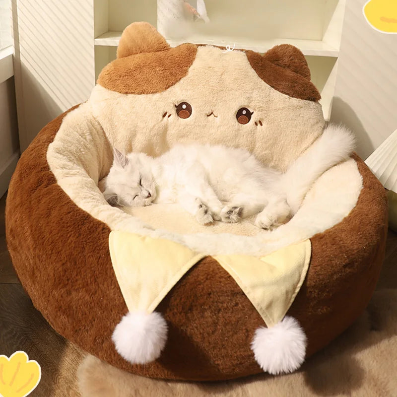 HOOPET Cats Sofa Dogs Bed Round Cat Pad Mattress Winter Warm Deep Sleep Cushion Soft Cat House Dog Nest Pet Accessories - Play Paws Toys