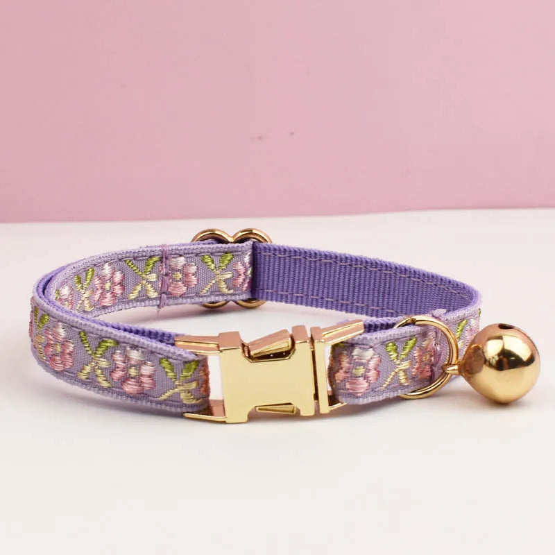 Adjustable Comfortable Cat Collar with Bell Personalized Pet Collar for Cats And Small Dogs metal hardware set cat collar