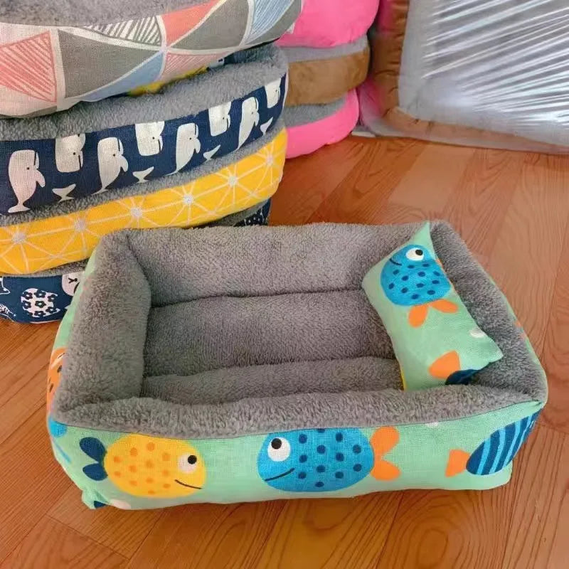 Soft Pet Bed Cat Bed Dog Bed Pet Mattress with Pillow Winter Warm Comfortable Sleeping Mat for Cats Dogs Plush Cat Mat Cat House - Play Paws Toys