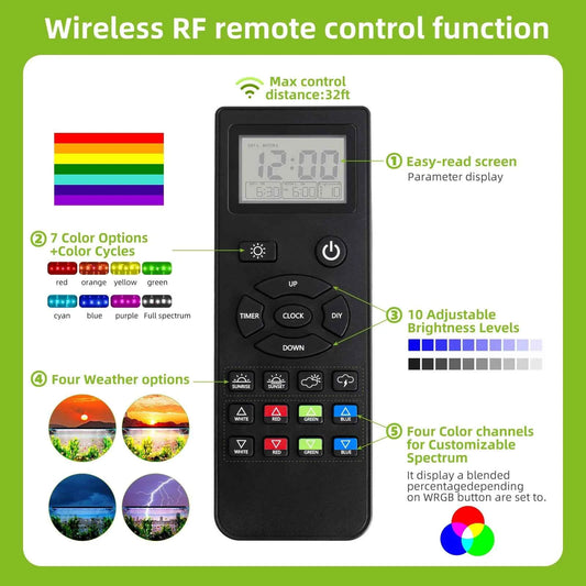 75-90CM Fish Tank Full Spectrum With Remote Control LED Light Aquarium DIY Weather Mode Plant Grow Light IP68 110V-240V