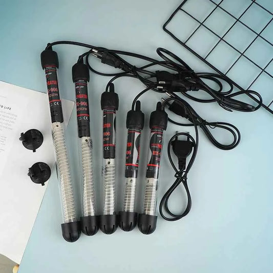 [E] EU Plug Adjustable Temperature Thermostat Heater Rod Glass Aquarium Heater 25-300W Submersible Fish Tank Water Heating Rod