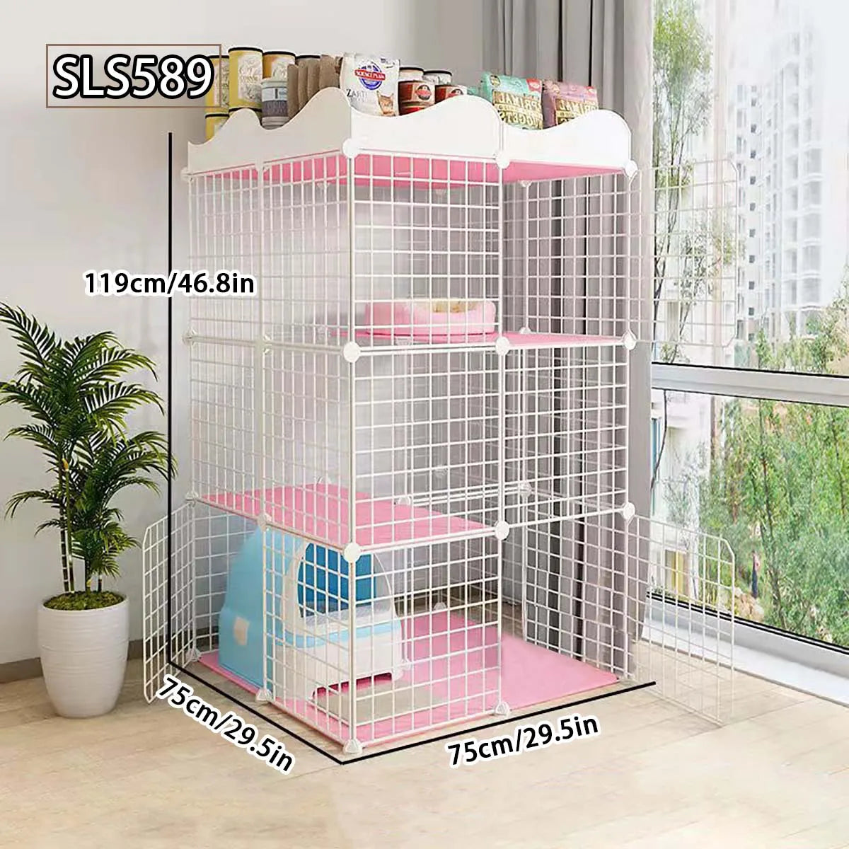 Cat Cage for Home Use, Indoor Pet Cat Large Space, Luxurious Small Cat House, Three-Story Multi-Cat Portable Assembly Empty Cage - Play Paws Toys