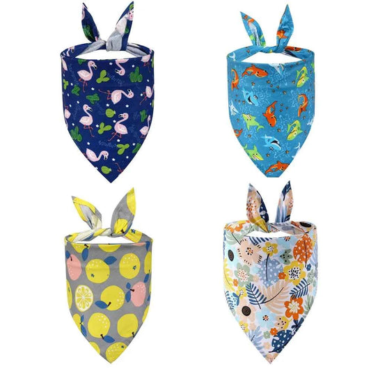 Dog Bandana Fruit Floral Spring Washable Soft Doggy Scarf Kerchief Summer Adjustable for Small Medium Large Dogs Pets