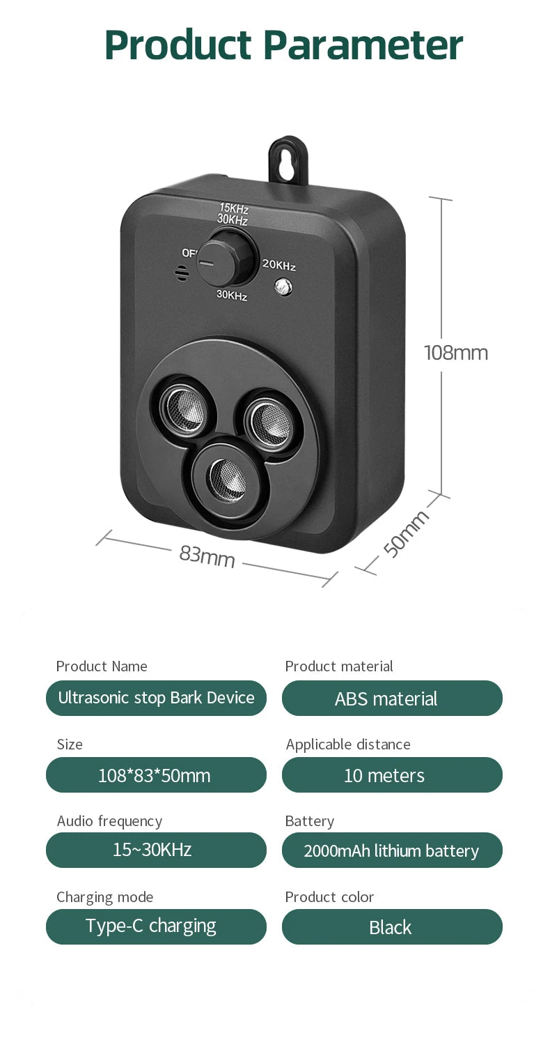 Anti Barking Devices Auto Barking Control Devices with 3 Modes Ultrasonic Dog Stop Barking Dog Devices