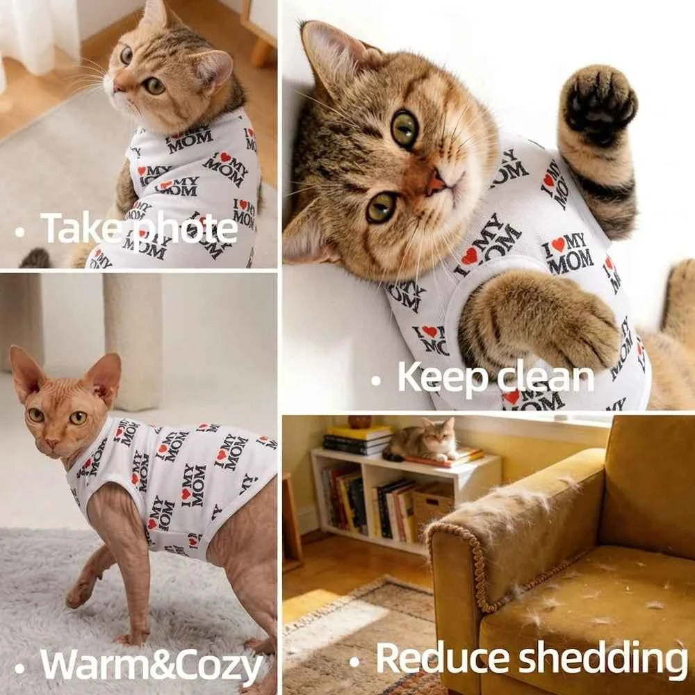 Soft Pet Cat Clothes For Summer Breathable Pets Shirt Vest Lightweight Cute Letter Print Kitty Pullover For Cats Puppy Outfits
