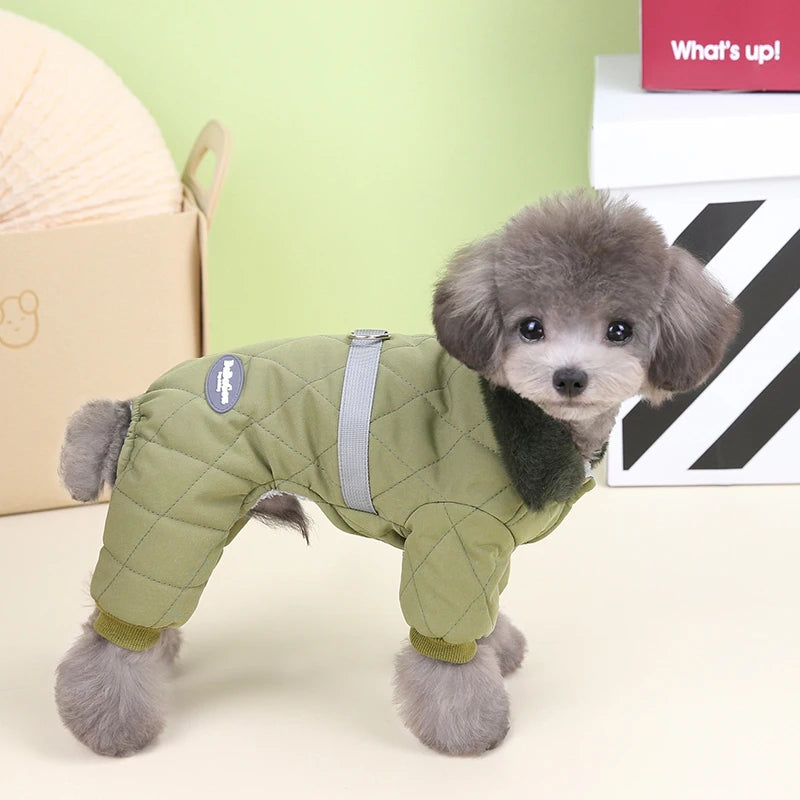 Warm Fleece Dog Jumpsuit For Small Medium Dogs Jacket with D-ring Autumn Winter Puppy Coat Chihuahua Costume Bulldog Pet Outfits