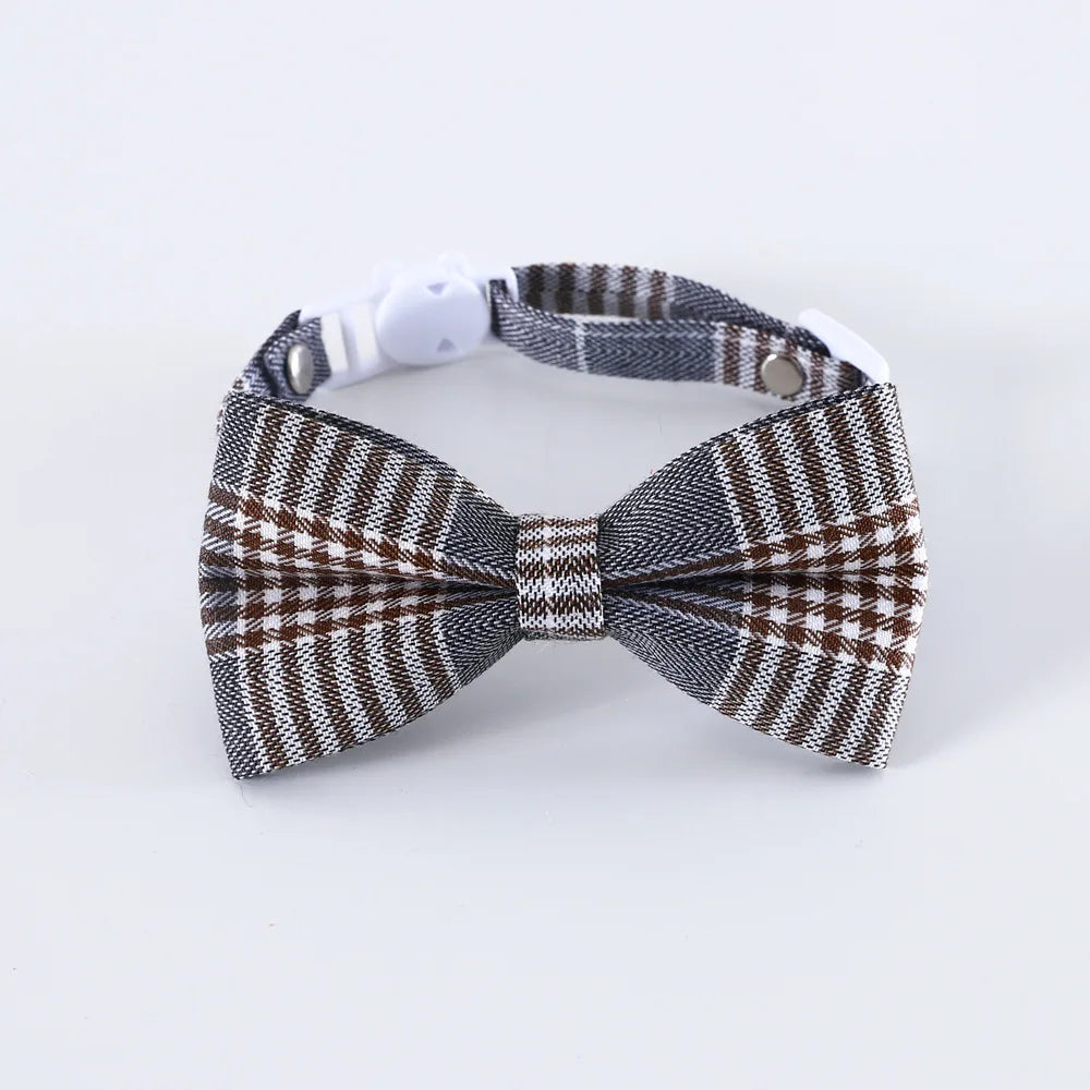 Pet Accessories for Dogs Cats Bowtie British Style Puppy Plaid Tie Breakaway Bowknot Collar for Small Dog Cat Gentleman Costume - Play Paws Toys