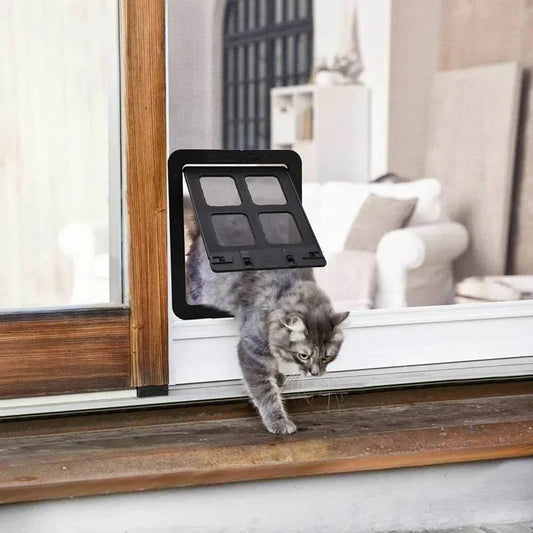 Pet Door Safe Lockable Magnetic Screen Outdoor Dogs Cats Window Gate House Enter Freely Fashion Pretty Garden Easy Install - Play Paws Toys