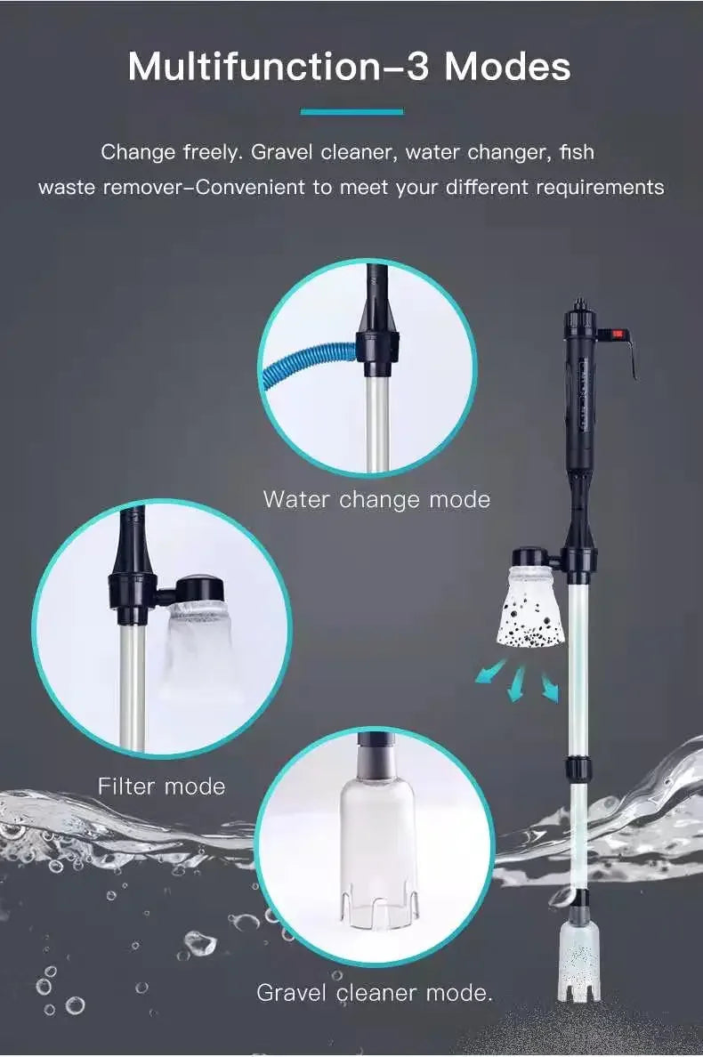 3W Aquarium Electric Gravel Cleaner Water Change Pump Cleaning Tools Water Changer Siphon for Fish Tank Water Filter Pump