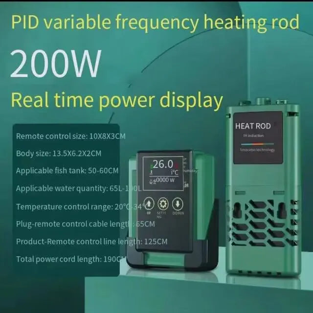 50-1200W New Aquarium Submersible Heater Fish Tank LCD Display Adjustable Water Heating Rod Constant Auto Temperature 220-240V