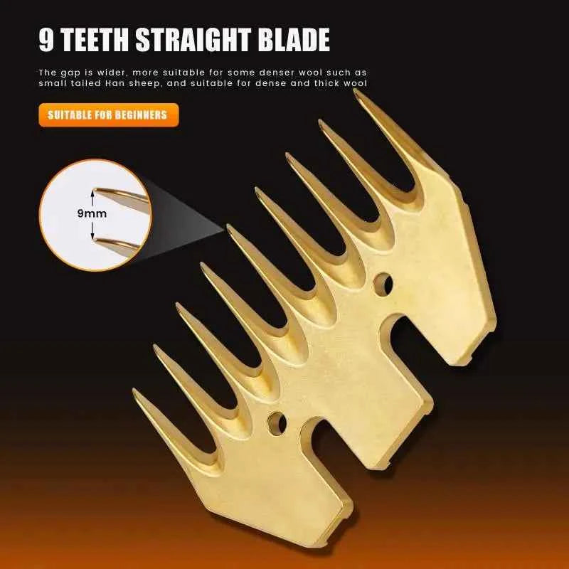 9 Teeth Stainless Steel Golden Sheep Shears Comb Cutter Wool Scissors Blade Goats Comb Cutter Straight/curved Wool Blade Tools