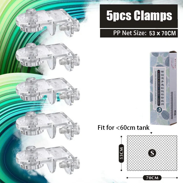 Aquarium Accessories Fish Tank Net Holder Acrylic Transparent PP Anti-Jump Net Clamp Fixed Clip Aquarium Cover Holder Clips