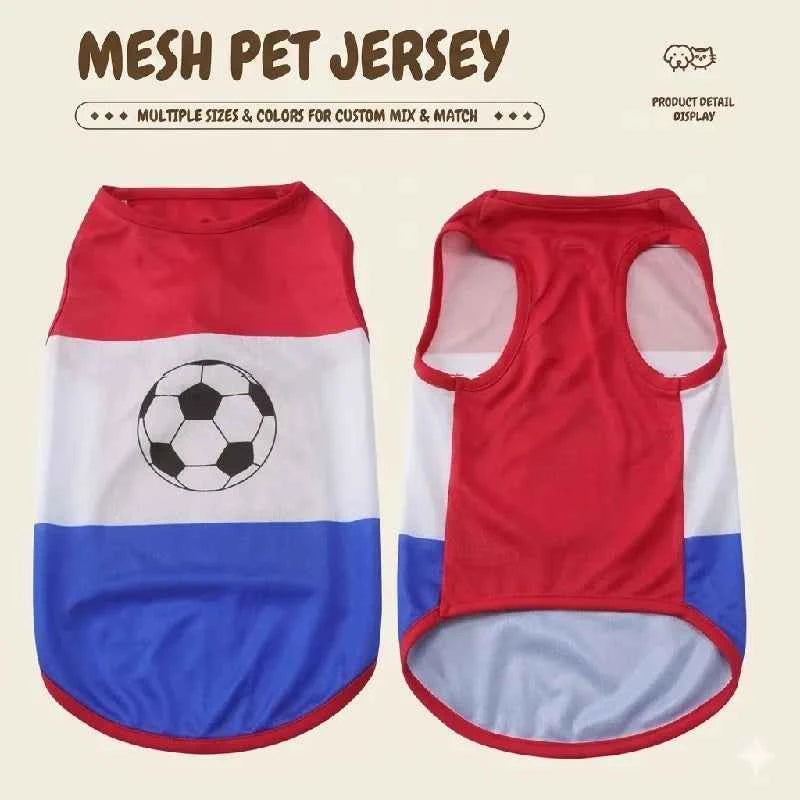 Pet Dog Clothes Football Jersey Dog Shirt Outfit Wear National Flag of Spain France Germany Netherlands Italy Argentina Brazil