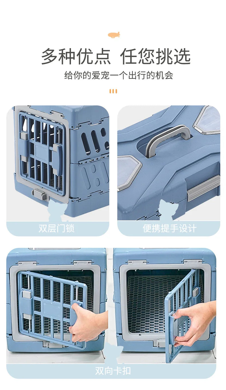 Pet Supplies Car Portable Cat Cage Portable Foldable Flight Case Breathable Kennel For Outing Pet Check-in Box - Play Paws Toys