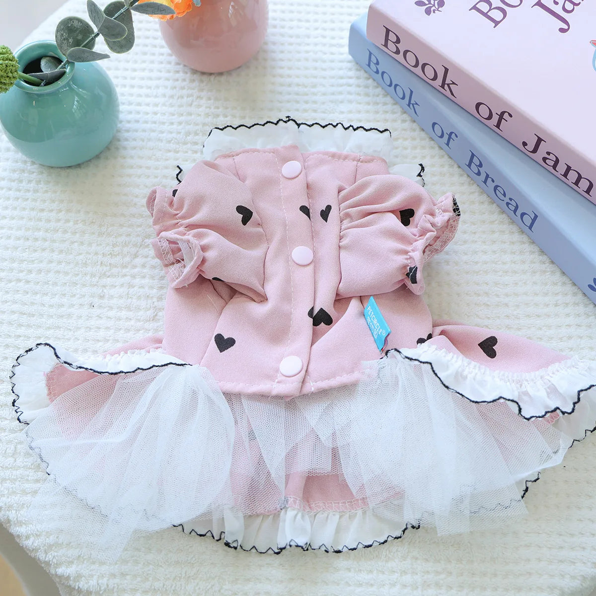 Cute Lace Dog Love Dress Summer Spring Pink Pet Jacket With Skirt Outfit Puppy Animal Cat Clothing Apparel Pomeranian Shih Tzu