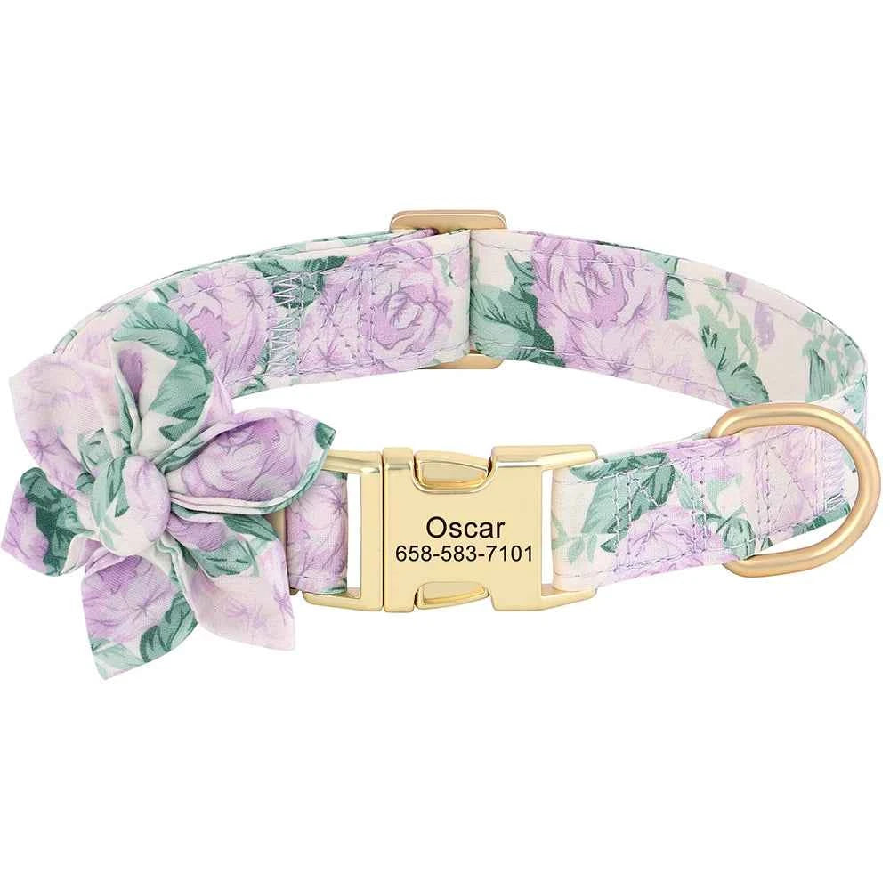 Custom Nylon Dog Collar Cute Print Dog Collars Free Engraved Pet ID Collars Necklace For Small Medium Large Dogs Pug Adjustable
