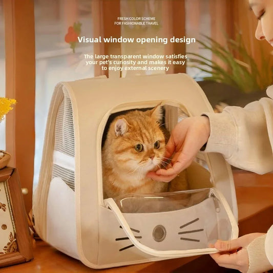 Cat Bag Outing Travel Pet Backpack Cabin Cat Schoolbag Shoulder Cage Multifunctional Bag Car Folding Soothing Anti-scratch - Play Paws Toys