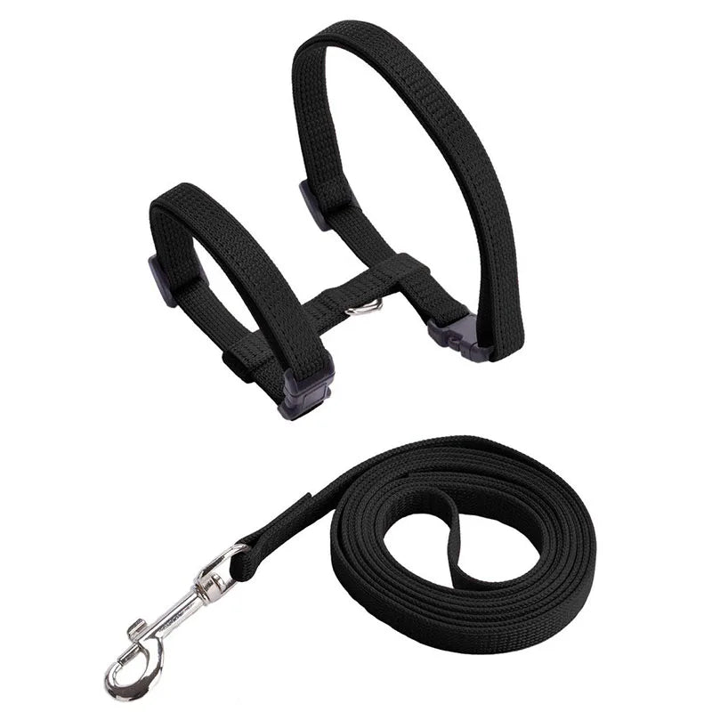 Escape-proof Small Dog Cat Harness Collar with Leash Set H Shape Choke Free Puppy Kitten Harness Soft Nylon Strap Collar for Pet