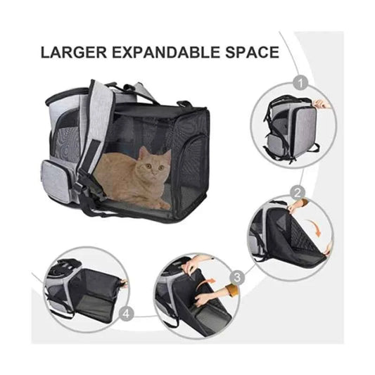 Cat Bag Outdoor Portable Cat Backpack, Foldable Small Dog And Cat Outdoor Bag Expandable Double Shoulder Pet Backpack