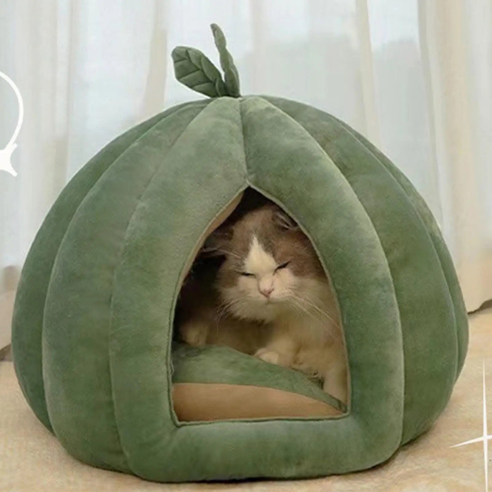 Thickened Halloween Pet Bed Enclosed Cat Nest Warm Cat Bed Pumpkin Shape Pet Sleeping House for Cats Washable Cat Sleeping Bed - Play Paws Toys