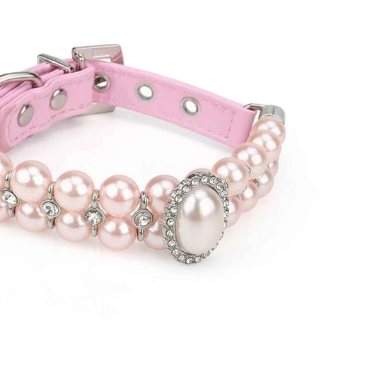 Artificial Pearls Cat Collar Rhinestone Small Dog Pet Collar Necklace Wedding Party Birthday Princess Valentine's Day Pet Gift