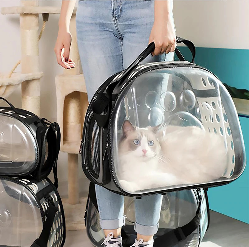 Transparent Foldable Outdoor Pet Travel Carrier Bag Handbag Puppy & Kitten Capsule Transparent Portable Shoulder Strap Bag - Play Paws Toys