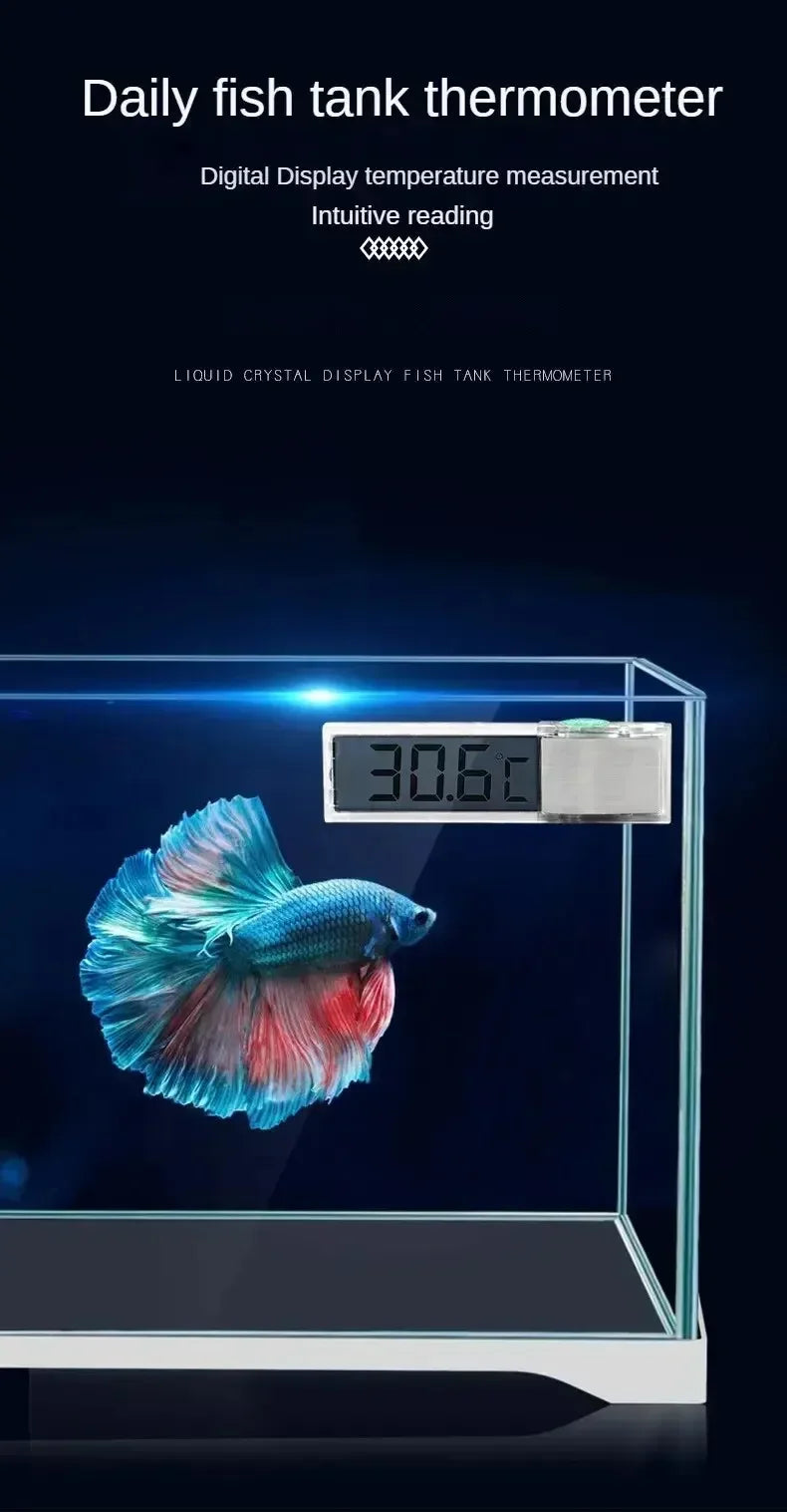 Aquarium Digital Wireless Thermometer Transparent LCD Display Temperature Gauge External Stick-on Electronic Water Thermometer