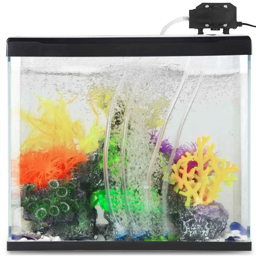 Aquarium Air Pump Fish Oxygen Aerator Pump Basement Aquarium Hydroponic 4 Outlets Air Pump Bubbler with Accessories Fish Tank