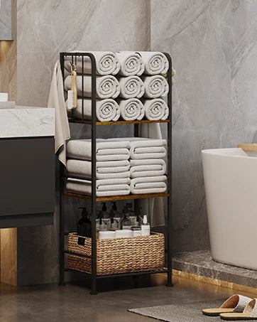 Rack For Bathroom 3-Tier M-Shaped Detachable Dividers, Durable Metal Towel Holder, Pool Items Holder, Space-Saving Storage