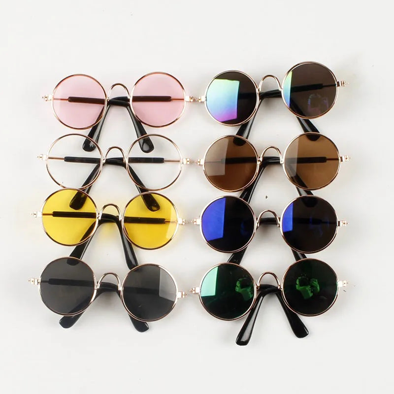 Puppy Dog Sunglasses Anti-skid Round Metal Cat Classic Retro Sunglasses Hippie Cute and Funny Pet Glasses Cosplay Party Costume
