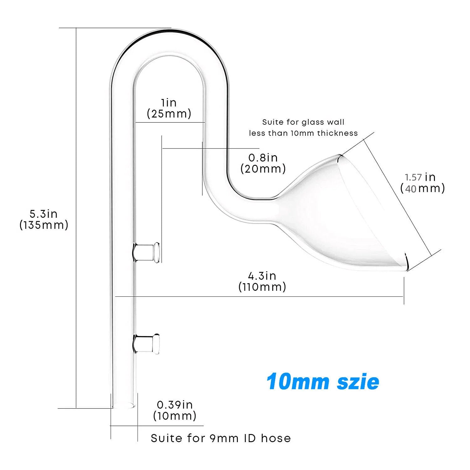 Aquatic Mini Glass Lily Pipe Protein Skimmer Inflow and Outflow for Mini Nano Tank Filter System for Fish Tank Accessories