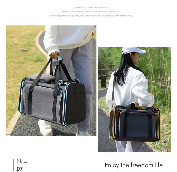 Cat Bag Foldable Large Capacity Cat Outdoor Car Expansion Portable Pet Handbag Breathable Diagonal Cross Bag for Cats and Dogs - Play Paws Toys