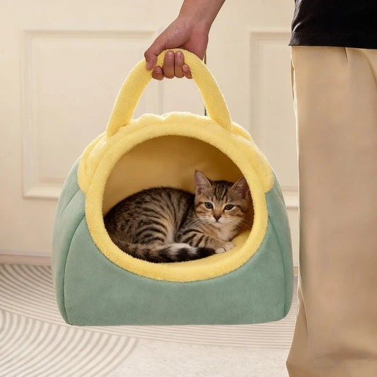 Cute Cat Beds for Indoor Cats Large Cat Cave Bed with Removable Washable Cushioned Pillow, Cozy Kitten Tent with Non-Slip Bottom - Play Paws Toys