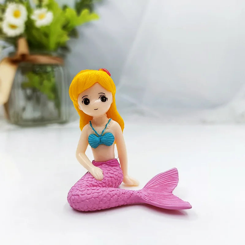 Aquarium Decoration Plastic Fish Tank Little Mermaid Ornament Miniature Figurines DIY Cake Decor Desk Craft Accessories