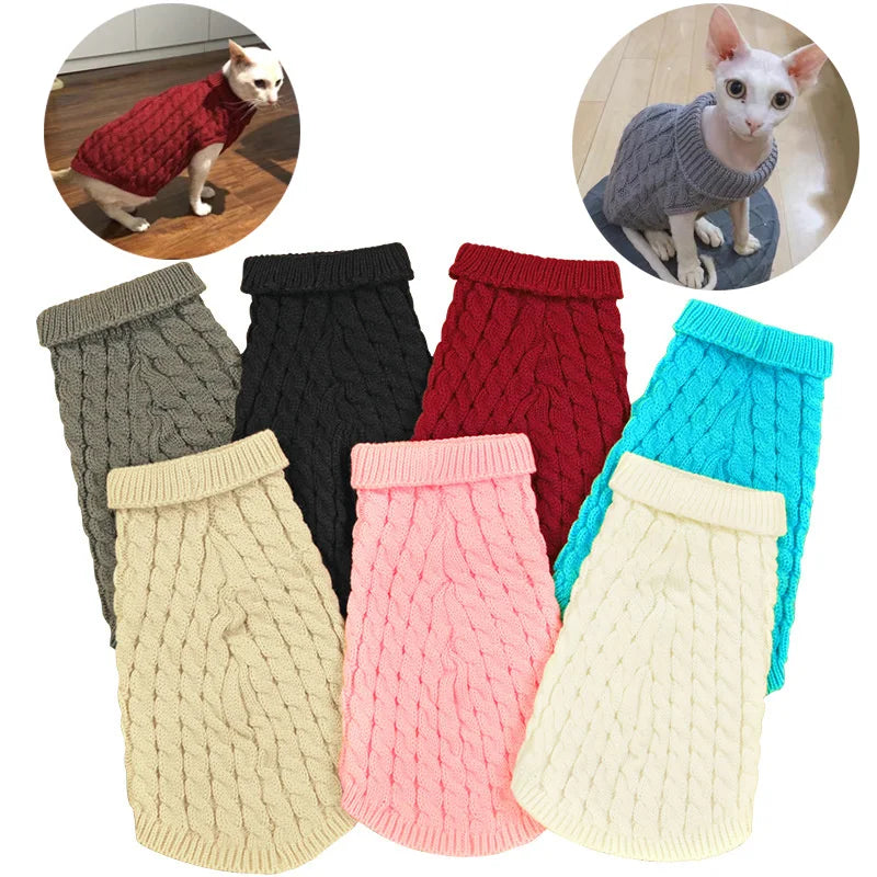 Cat Puppy Sweaters Autumn Winter Pet Knitted Sweater Jumper for Small Dogs Cats Kitten Pullovers Sphynx Clothing ropa para gatos - Play Paws Toys
