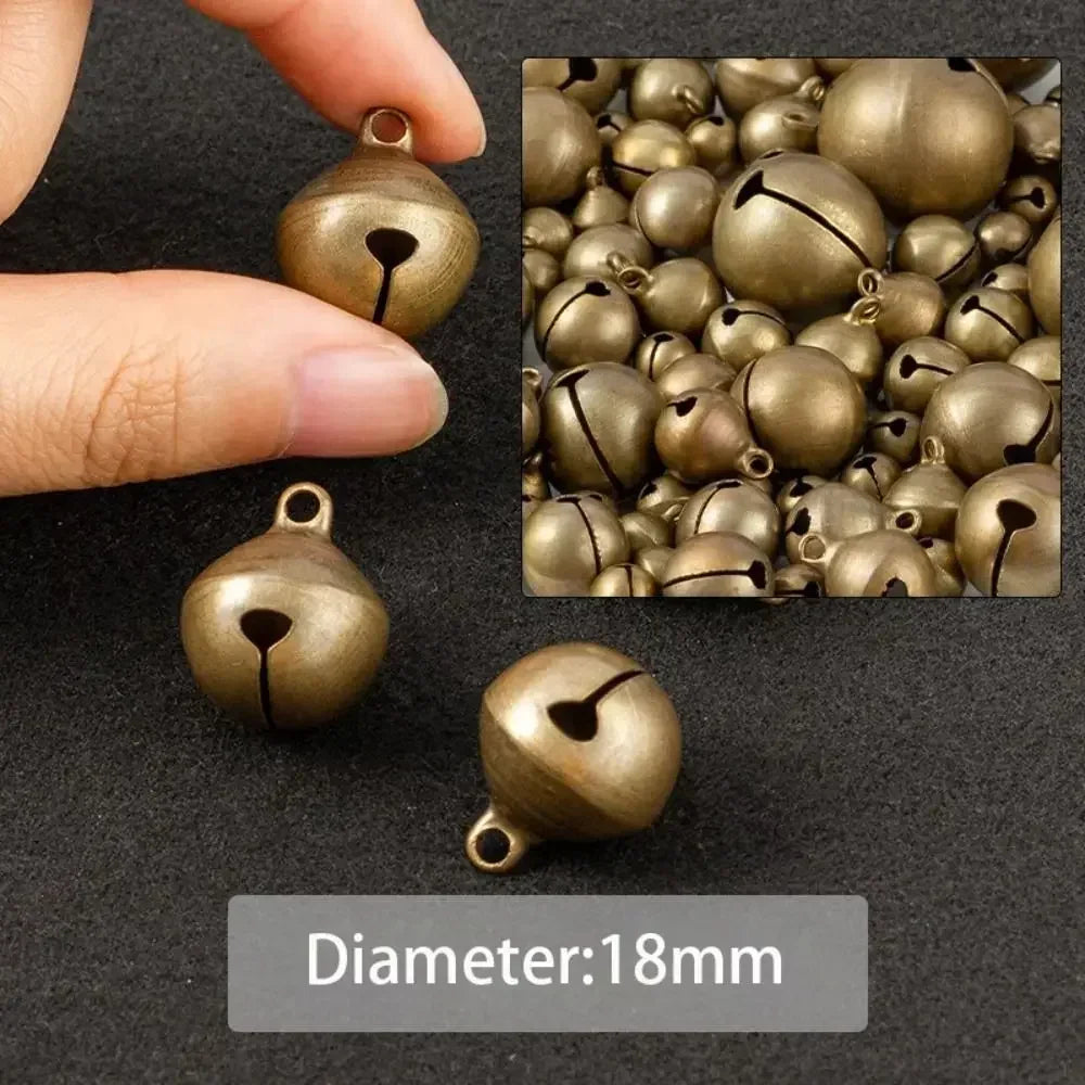 6/8/10/12/14/16/18/20/25mm Bronze Metal Jingle Bells Loose Beads Festival Party Christmas Decoration DIY Crafts Accessories