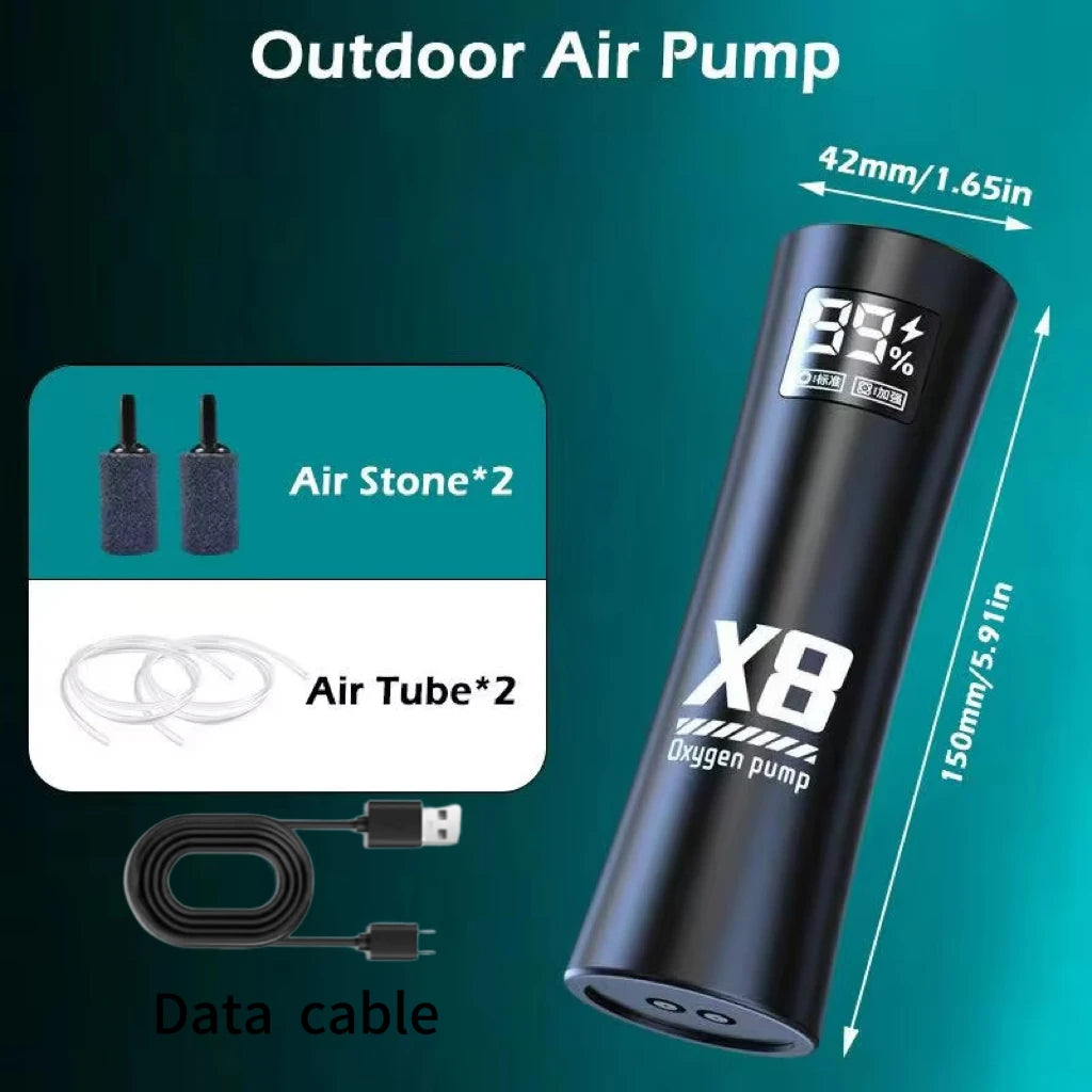 Aquarium Fish Tank Oxygen Pump Charging Dual-Purpose Air Pump Usb Lithium Battery Household Portable Fishing Mute 2400ma Outdoor