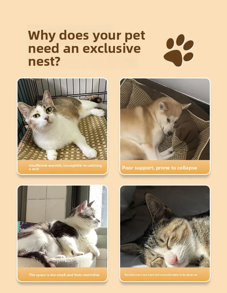 Cat nest autumn and winter pet nest cat house cat bed house nest thickened warm cat sleeping cradle nest kitten kennel - Play Paws Toys