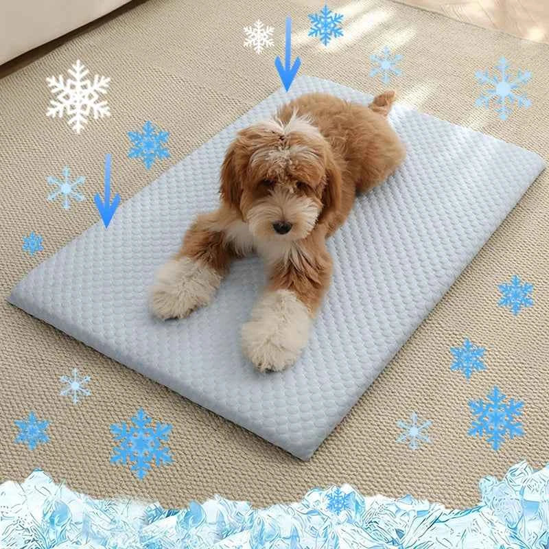 New Summer Ice Silk Cooling Pet Mat Thick Breathable Dog Bed Pad Non-Slip Washable Pet Cooling Sheet for Medium Large Dogs Cats
