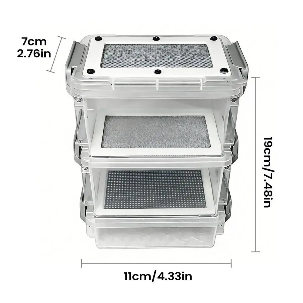 Mealworm Breeding Kit 3-Layer Silkworm Feeder Bin Corn Worm Breeder Box for Pet Parents Animal Lovers Keepers Breeders Hobbyists