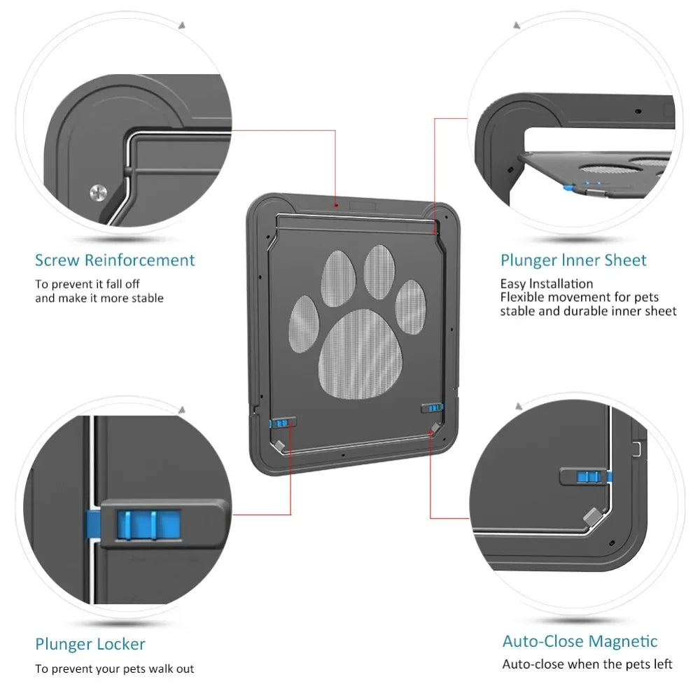 Pet Door Outdoor Dogs Cats Window Gate House Enter Freely Fashion Pretty Garden New Safe Lockable Screen Easy Install  Dog Gate - Play Paws Toys